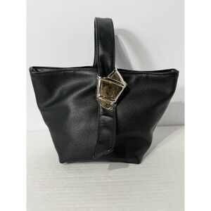 MERIT Brandon Maxwell Black‎ Leather Mini Tote Handbag New
